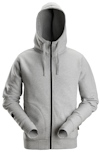 Gråmelerad hoodie med dragkedja och huva.