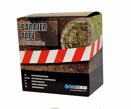 AVSPÄRRNINGSBAND, RÖD/VIT 70 MM X 100 M