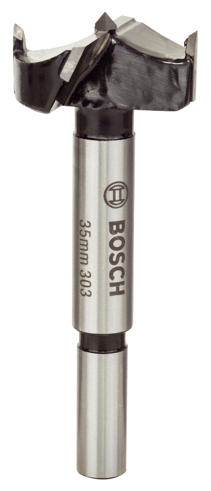 Kvistborr i metall med Bosch-logotyp och texten "35mm 30°".