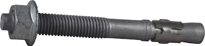 Expanderbult i metall med gängat parti och en konisk del med hylsa.