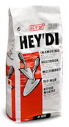 Förpackning med ordet "HEYDI" i svart och texten "SMÅMURING MULTIBRUK" med illustration av två murslevar.