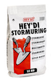 Förpackning med Hey'di torrbruk, vit och röd design, två murslevar avbildade, viktangivelse 15 kg.