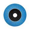 Rund lamellslipskiva med blå slityta och svart centrum.