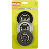 Förpackning med tre kapskivor från Ryobi, synlig text: "RYOBI", "3 PCS", artikelnummer "RAKCOT03".
