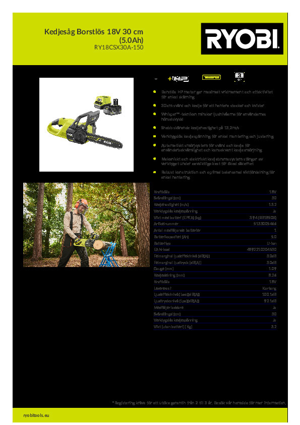 KEDJESÅG RY18CSX30A-150 - Techtronic Industries