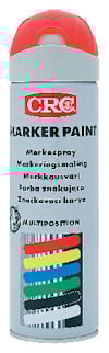 Sprayburk med texten "CRC Marker Paint" och färgprover i olika färger på etiketten.