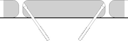 Diagram av ett block med diagonala pinnar genom det, mellan två liggande rektangulära former.
