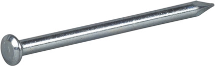 Metallspik med rundat huvud och spetsig ände mot grå bakgrund.