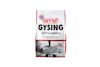 Påsen visar texten "Hey'di Gysing Häftslamma 5 kg" med en bild av en hand som applicerar materialet med pensel.
