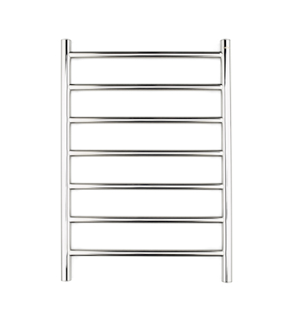 Kromad handdukstork med sju horisontella ribbor och två vertikala sidorör.