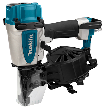 Spikpistol med blå och svart färgschema och texten "Makita" på sidan.