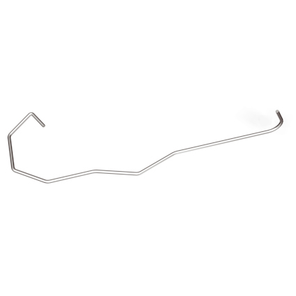 Metallfäste med böjd design, formad som en krok i ena änden.
