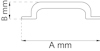 Diagram över en U-formad metallprofil med måtten A mm i bredd och B mm i höjd markerade med streckade linjer.