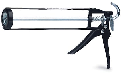 Handspruta skelett, svart och metallfärgad med pistolgrepp och utlösarmekanism.