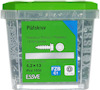 Plåtskruv i plastlåda med grön lock, label med specifikationer 4,2 x 13, 1000 st, ESSVE.