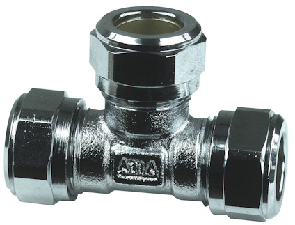 KOPPARRÖRS-T-RÖR 15 MM FÖRKROMAT