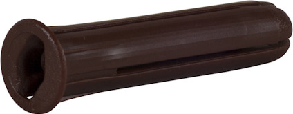 Brun plastplugg med åtta längsgående räfflor och rund öppning.