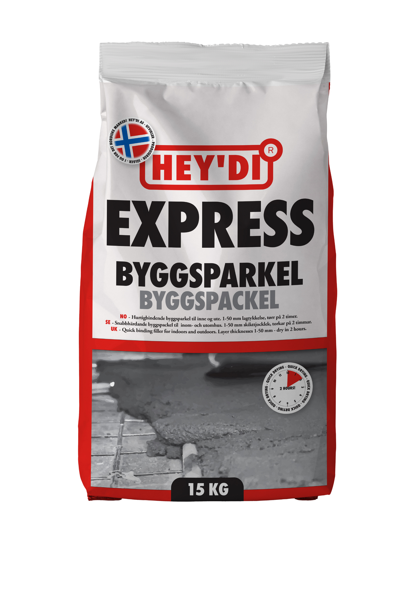 BYGGSPACKEL EXPRESS HEYDI GRÅ 15 KG - Hey'di