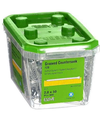Essve förpackning med räfflade dyckert, 2,0 x 50 mm, FZB, 900 st. Grön lock.