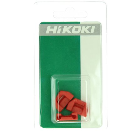 Förpackning med röda plastdetaljer, märkt Hikoki.