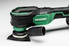 Bärbar sladdlös slipmaskin i svart och grönt, märkt "HiKOKI" och "BRUSHLESS".