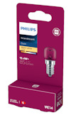 Förpackning av en Philips ugnslampa, 15,4W, varmvit, 85 lumen, E14-sockel, 220-240V, märkning "G".