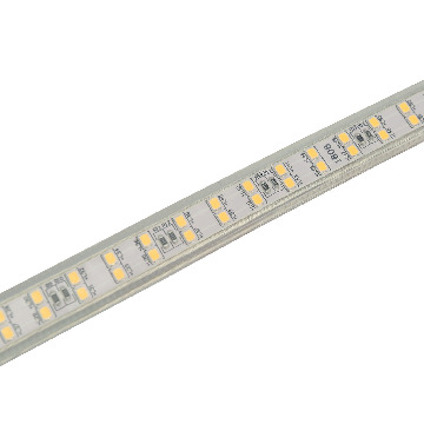 LED-ljusslinga med vita och gula lysdioder placerade i rader på ett smalt band.