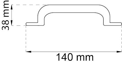 Diagram över en U-formad metallprofil med måtten A mm i bredd och B mm i höjd markerade med streckade linjer.