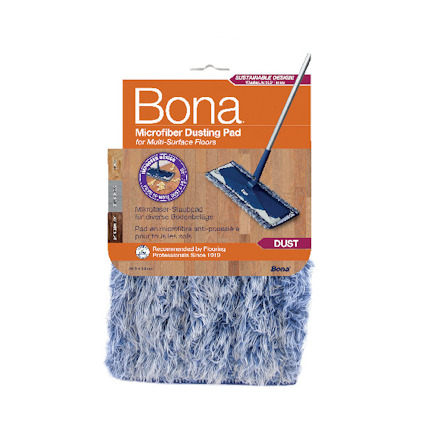 Bona Microfiber Dusting Pad för golv, blå rengöringspad, rekommenderad av Flooring Professionals sedan 1919.
